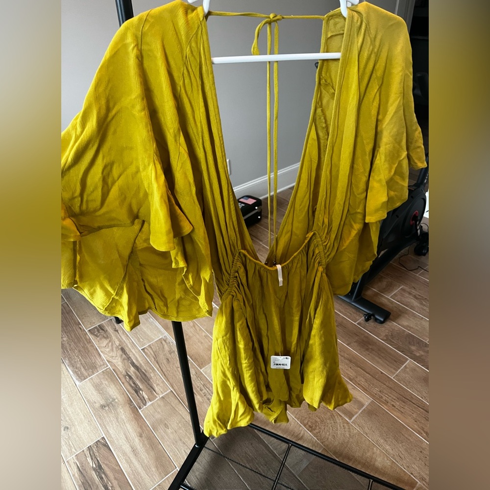 Yellow/green large FREE PEOPLE romper, NWT